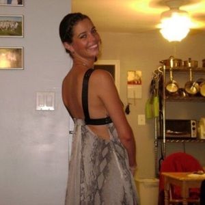 Bebe | floor length snake pattern cutout dress